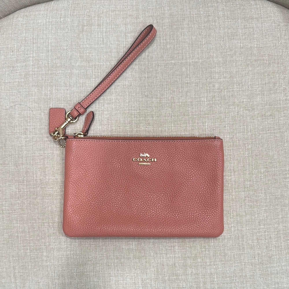 Coach Pink Leather Clutch Wristlet